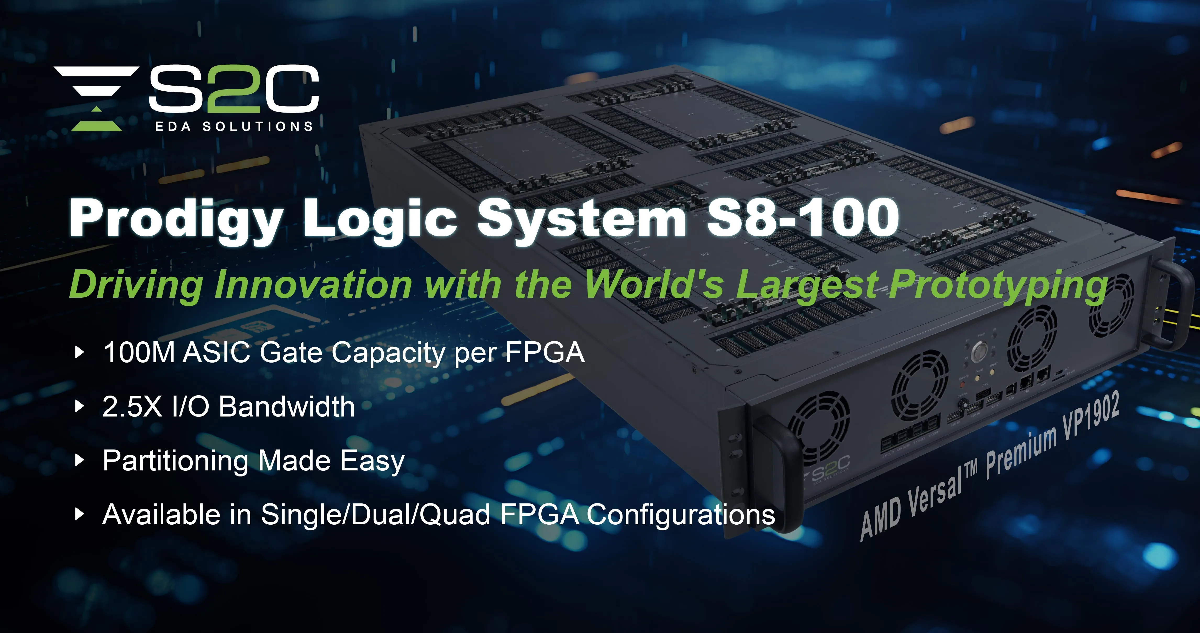 S2C Launches Prodigy S8-100 Series: 100M Gate FPGA Prototyping for AI and HPC